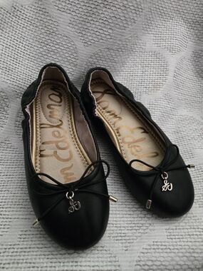 Sam Edelman Little Girls Black Leather Flats